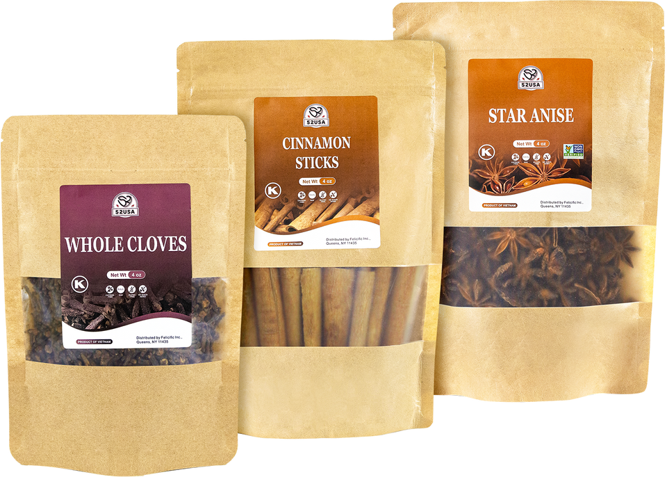 52USA Cinnamon Sticks, Star Anise, Whole Cloves - 4oz Each