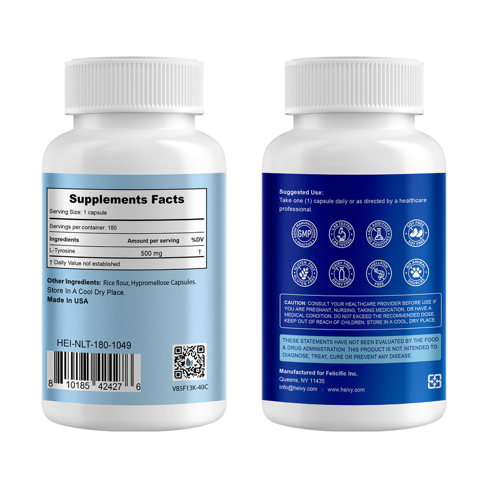 Heivy Nutricost L-Tyrosine 500mg, 180 Capsules