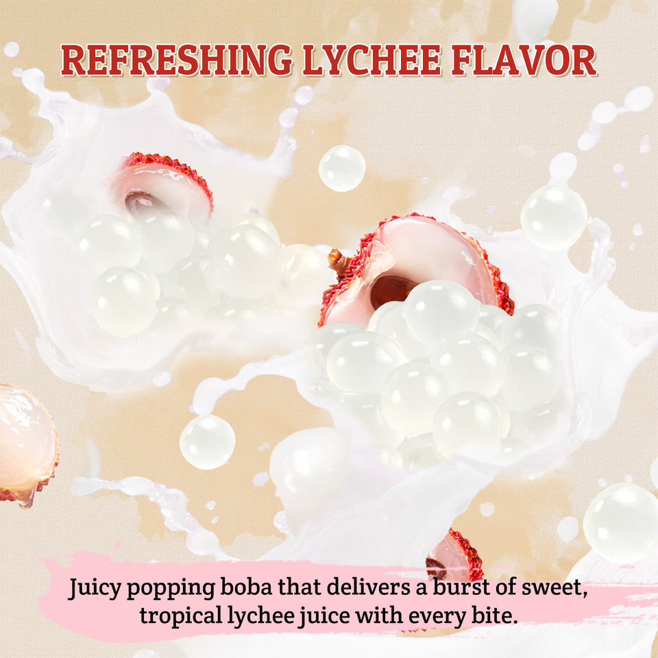 52USA 7.05 lb Lychee Popping Boba Peals, Bursting Popping Boba for Bubble Tea, Beverages, Ice Cream, Shakes, Yogurt, Desserts, Smoothies & Drinks Toppings(3.2kg)