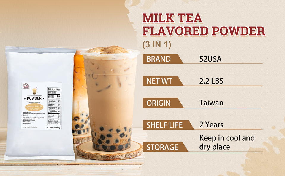 52USA Strawberry Thai Tea Kit: Strawberry Popping Boba + Thai Tea Powder – DIY Southeast Asian Bubble Tea Set