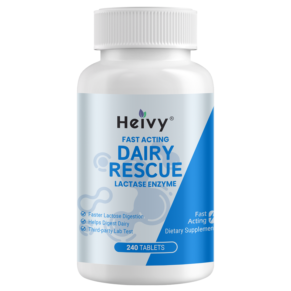 Heivy Lactase Enzyme 9000 FCC, 240 Tablets | 1 Per Serving, Made in USA GMP Certified Facility, Allergen Free, Digestive Support for Lactose Intolerance