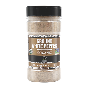 Soeos Organic White Pepper, Ground Fine, 4oz