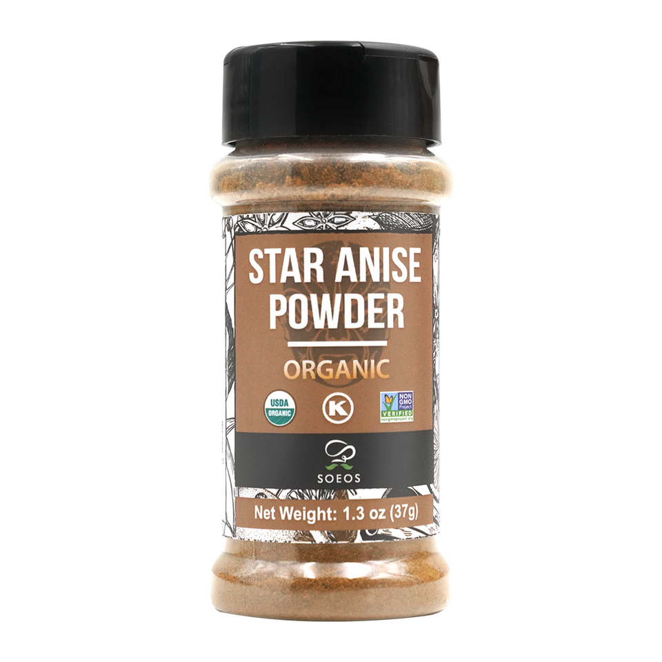 Soeos Organic Star Anise Powder, 1.3 oz (37g)