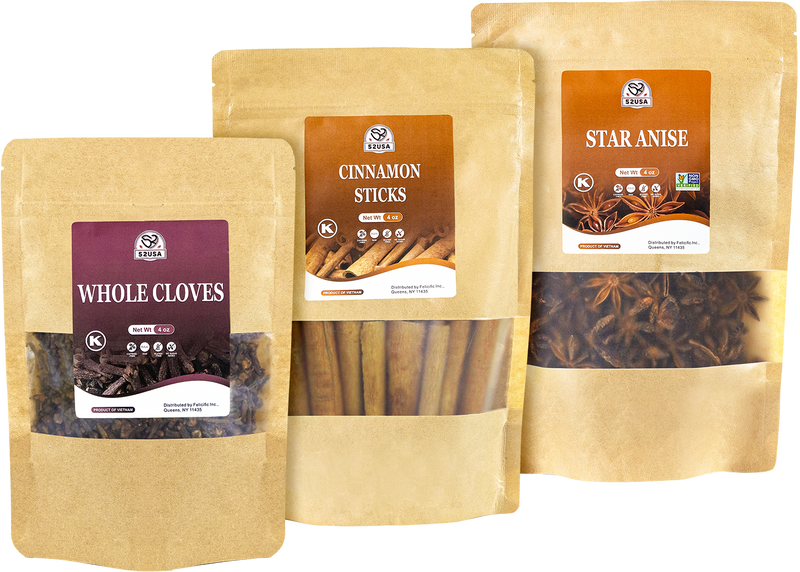 52USA Cinnamon Sticks, Star Anise, Whole Cloves - 4oz Each