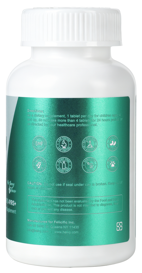 Heivy Kids Calming Supplement, Contains Magnesium Glycinate 100mg & Vitamin B6, Support Calm & Relax, Calm Mind and Body, Berry Flavor for Age 4+ (60 Servings), Vegan, Gluten-Free, Made in USA