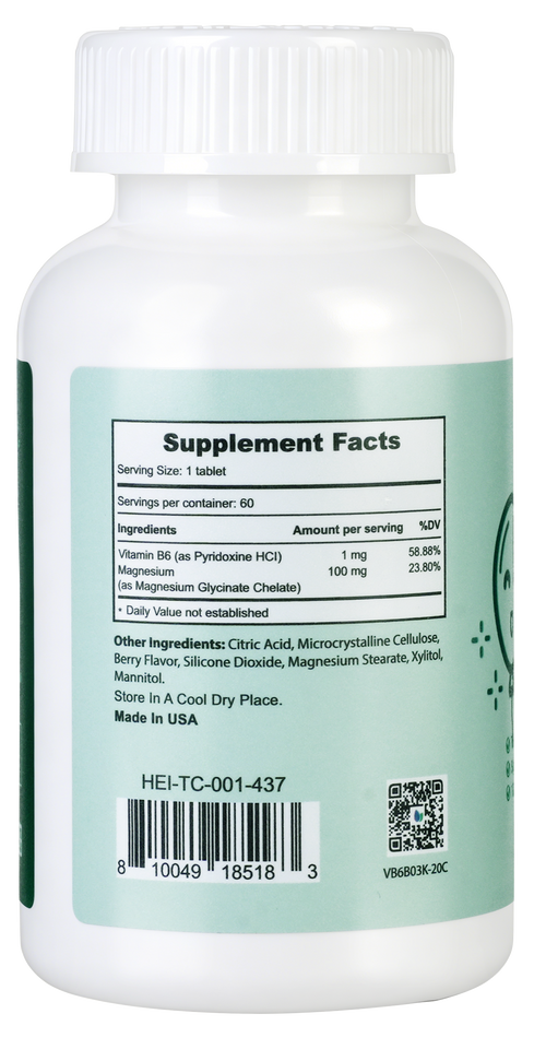 Heivy Kids Calming Supplement, Contains Magnesium Glycinate 100mg & Vitamin B6, Support Calm & Relax, Calm Mind and Body, Berry Flavor for Age 4+ (60 Servings), Vegan, Gluten-Free, Made in USA