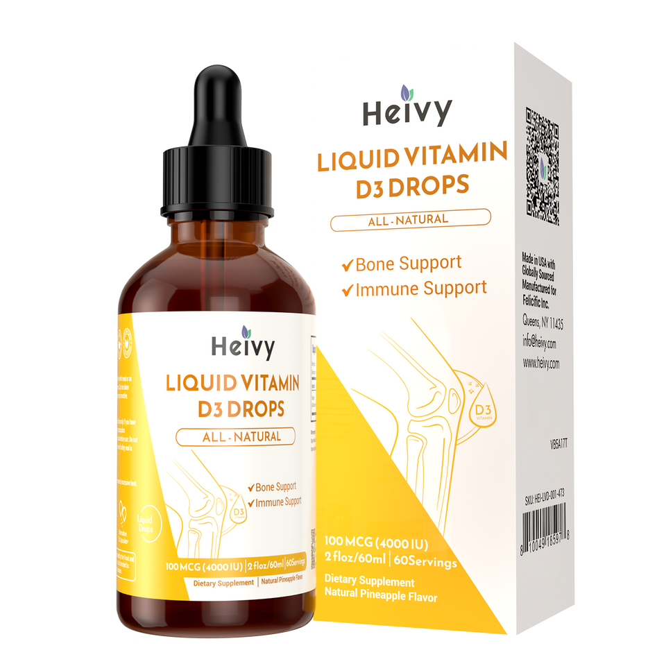 Heivy Liquid Vitamin D3 Drops (2 fl oz) | Bone & Immune Support
