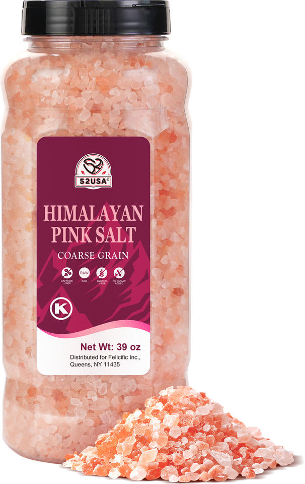 52USA Grinder Refill Trio: Fine Pink Salt 39 oz + Coarse White Salt 39 oz + Whole Black Peppercorns 18 oz – 3-Bottle Seasoning Set