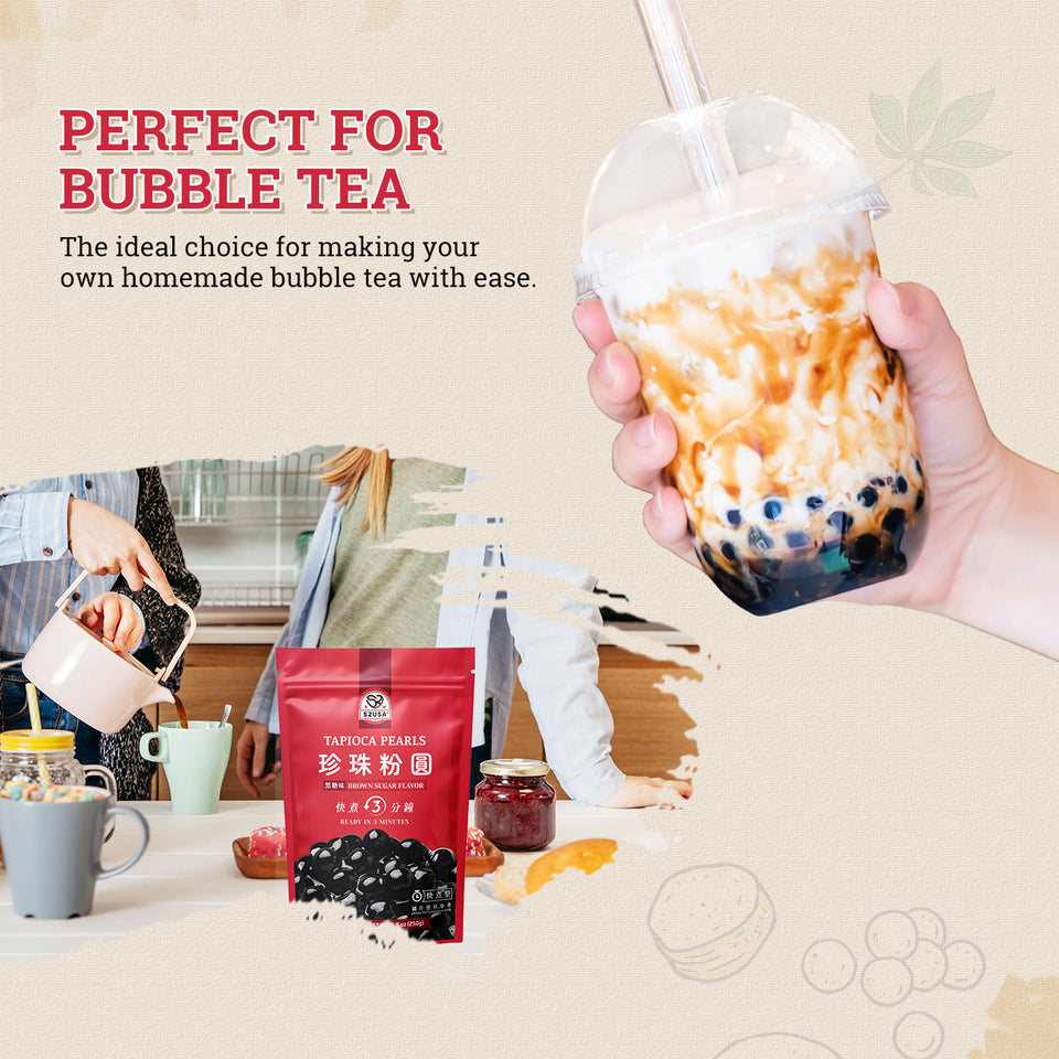 52USA Mango Bubble Tea Duo Kit: Popping Boba (500g) & Black Tapioca Pearls (2 Pack) – Must-Have Mango Drink DIY Set