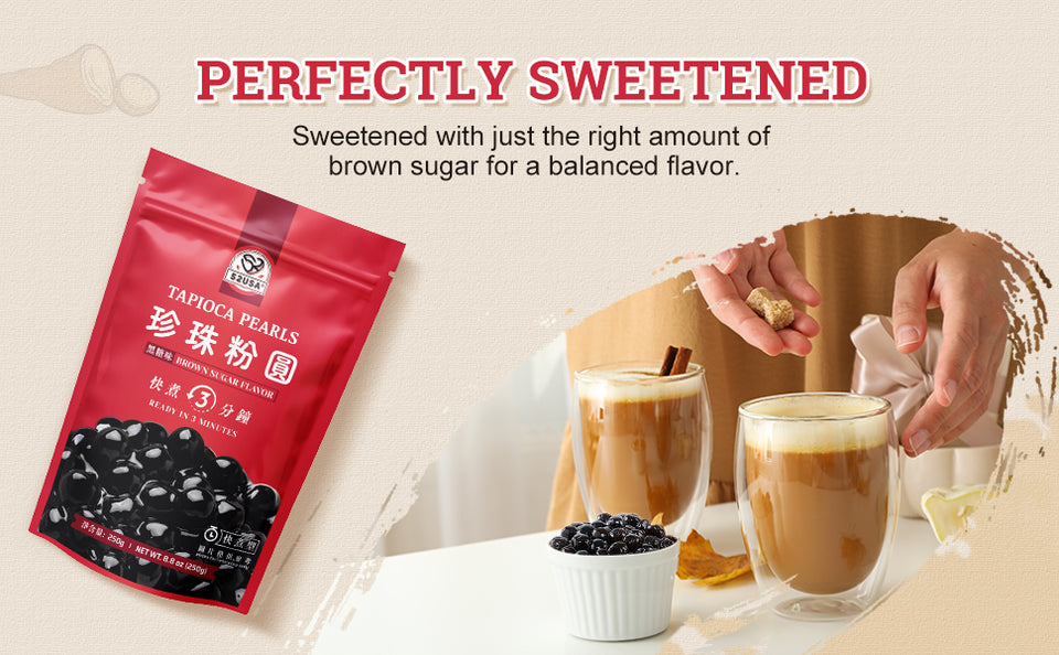 52USA Mango Bubble Tea Duo Kit: Popping Boba (500g) & Black Tapioca Pearls (2 Pack) – Must-Have Mango Drink DIY Set