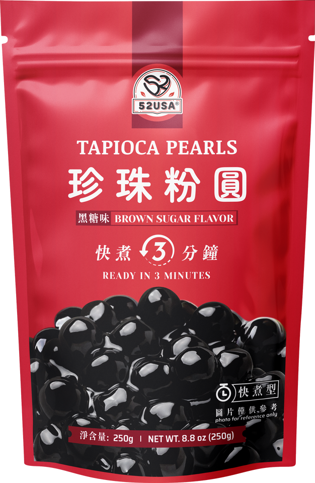 52USA Mango Bubble Tea Duo Kit: Popping Boba (500g) & Black Tapioca Pearls (2 Pack) – Must-Have Mango Drink DIY Set