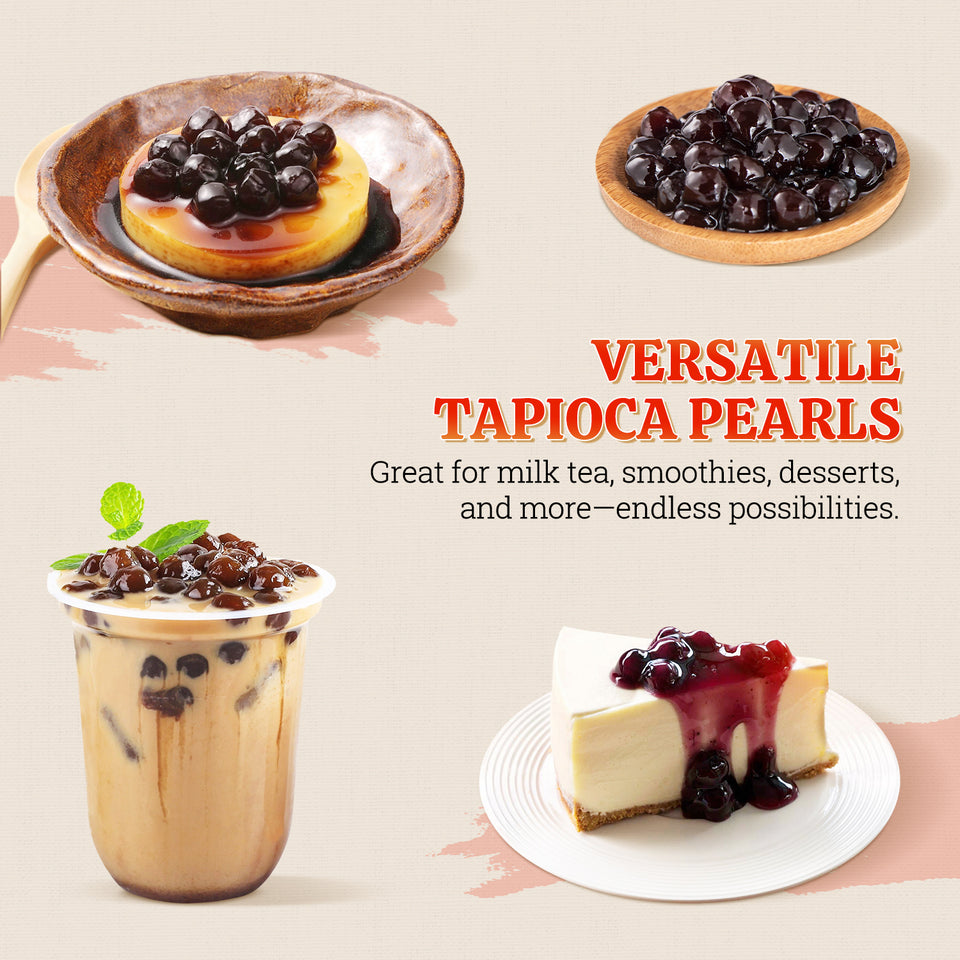 52USA Bubble Tea Must-Have Duo: Quick Cook Black Tapioca Pearls (2 Pack) 52USA Bubble Tea Must-Have Duo: Quick Cook Black Tapioca Pearls (2 Pack) & Strawberry Popping Boba (1 Pack) – DIY Boba Drink Kit DIY Boba Drink Kit