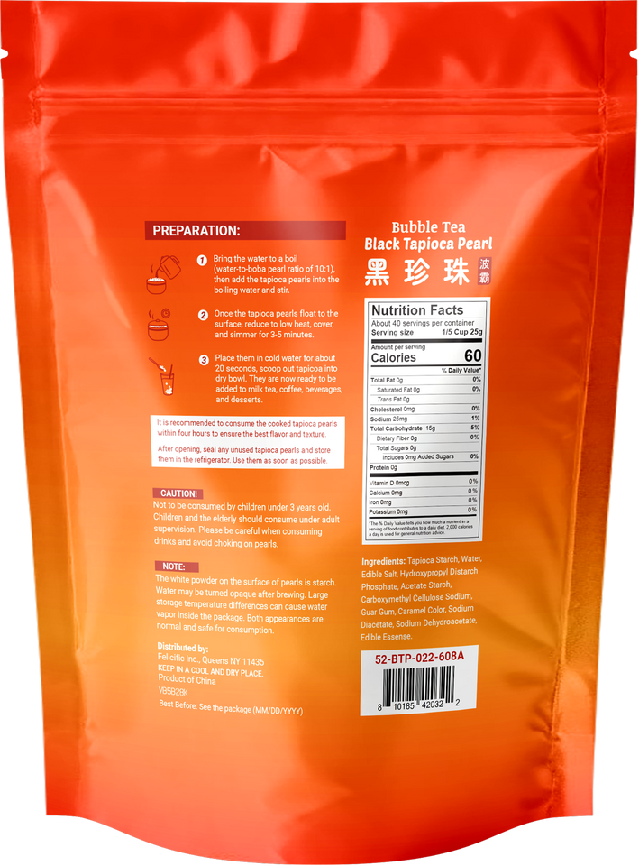 52USA Mango Bubble Tea Duo Kit: Popping Boba (500g) & Black Tapioca Pearls (2 Pack) – Must-Have Mango Drink DIY Set