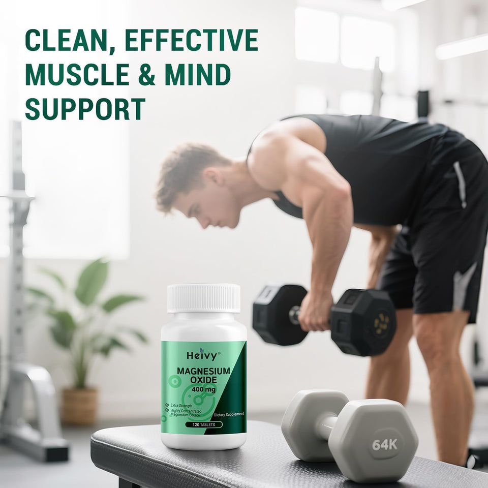 Heivy Magnesium Oxide 400 mg – Muscle Recovery & Relaxation Support | 240 Tablets