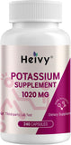 Heivy Potassium 1020 mg – Electrolyte & Heart Support | 240 Veg Capsules