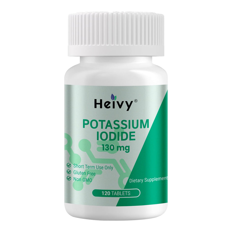 Heivy Potassium Iodide 130mg - 120 Tablets – Pills for Emergency Use, Thyroid & Immunity Support – Potassium Supplements– Made in USA