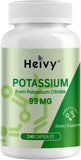 Heivy Potassium Citrate 99mg, Potassium Supplements, Supports Electrolyte Balance, Mineral Supplements, Lab Tested, Made in USA