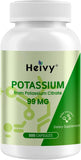 Heivy Potassium Citrate 99mg – 500 Capsules | Potassium Supplement for Electrolyte Support | Vegan, Gluten-Free| Lab Tested | Made in USA