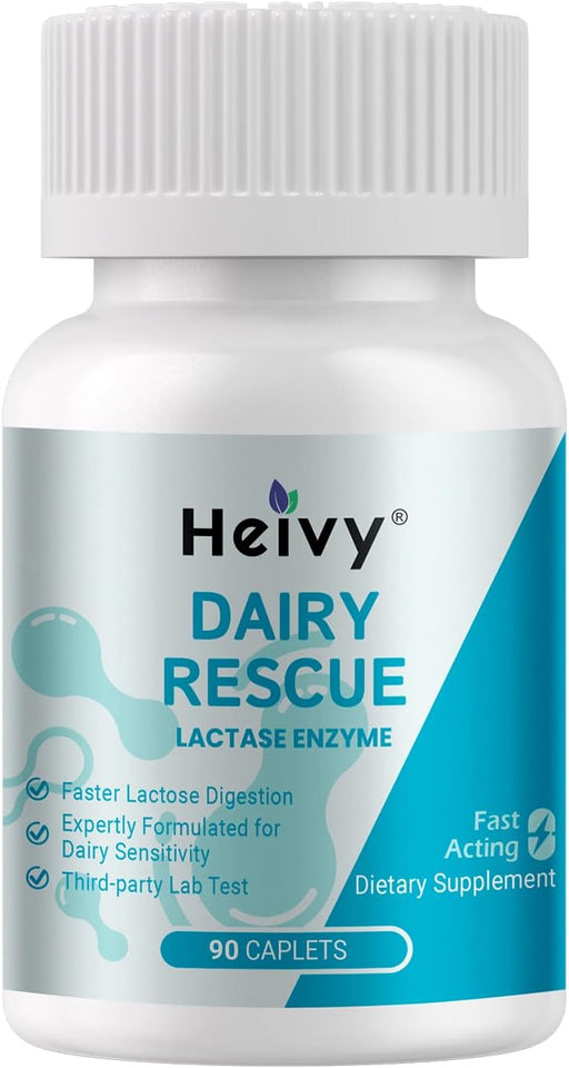 Heivy Fast Acting Dairy Rescue – Lactase Enzyme 9000 FCC, 90 ct