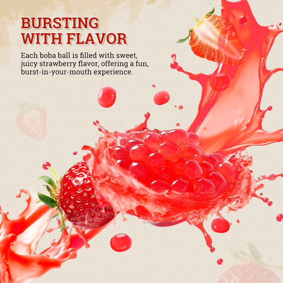 52USA Fruit Popping Boba 3-Flavor Variety Pack: Passion Fruit, strawberry & Mango (500g Each) – Must-Have DIY Boba Topping Kit
