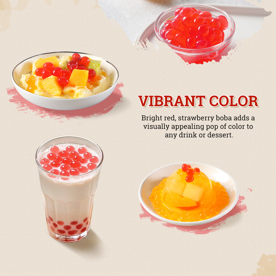 52USA Fruit Popping Boba 3-Flavor Variety Pack: Passion Fruit, strawberry & Mango (500g Each) – Must-Have DIY Boba Topping Kit