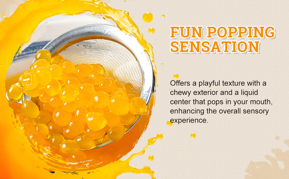 52USA Mango Bubble Tea Duo Kit: Popping Boba (500g) & Black Tapioca Pearls (2 Pack) – Must-Have Mango Drink DIY Set