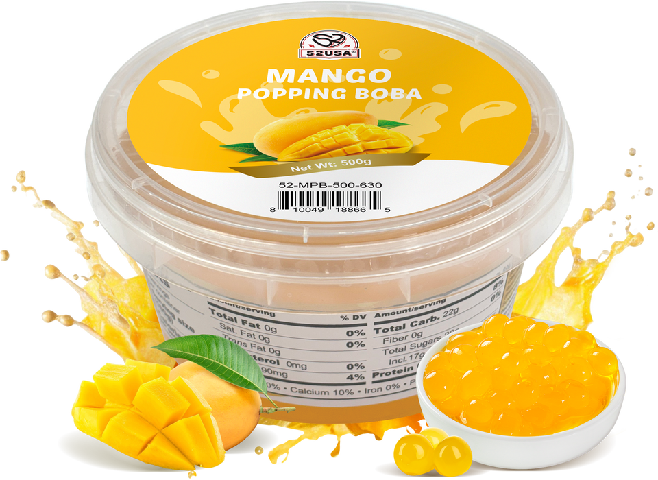 52USA Summer Burst Boba Trio: Lychee Popping Boba 500g (2 Pack) + Mango Popping Boba 500g (1 Pack) – 3-Pack Cool-Down Drink Topper