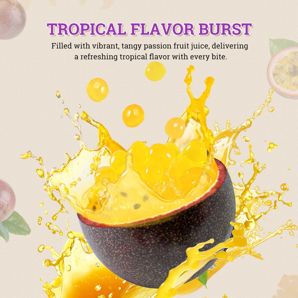 52USA Fruit Popping Boba 3-Flavor Variety Pack: Passion Fruit, strawberry & Mango (500g Each) – Must-Have DIY Boba Topping Kit