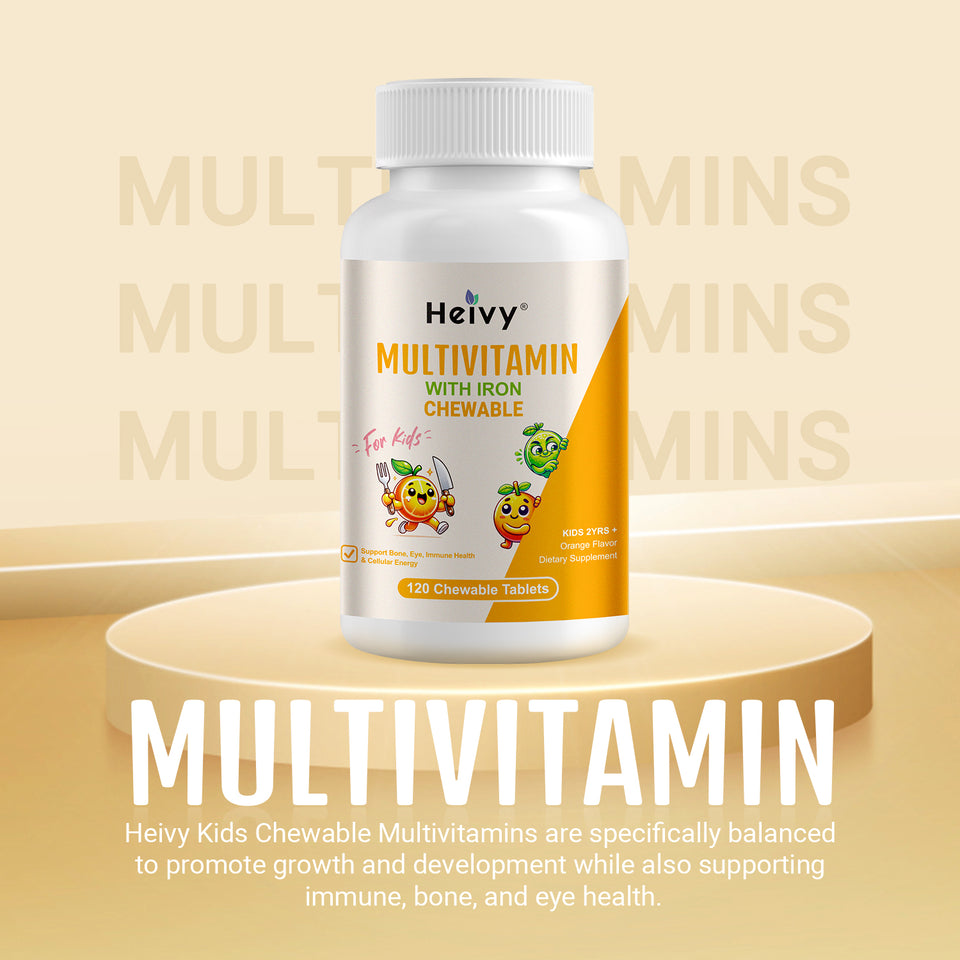 Heivy Multivitamin with Iron - CHEWABLE TABLETS FOR GROWTH & VITALITY(For kids)