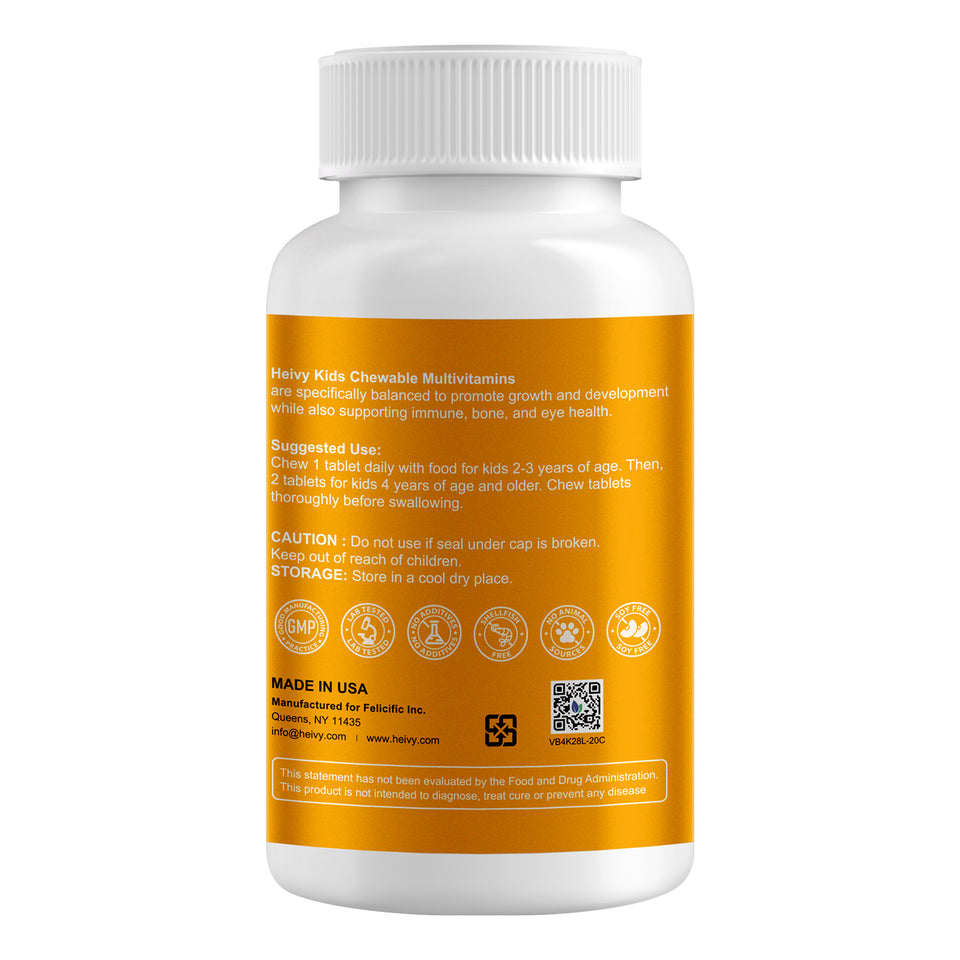 Heivy Multivitamin with Iron - CHEWABLE TABLETS FOR GROWTH & VITALITY(For kids)