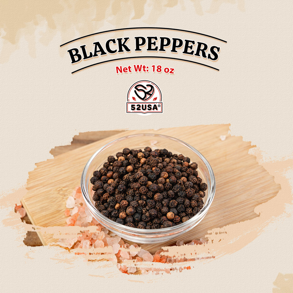 52USA Salt & Pepper Grinder Refill Bundle: Coarse Pink Salt 39 oz + Fine Pink Salt 39 oz + White Salt Coarse 39 oz + Whole Black Peppercorns 18 oz – 4-Bottle Seasoning Set
