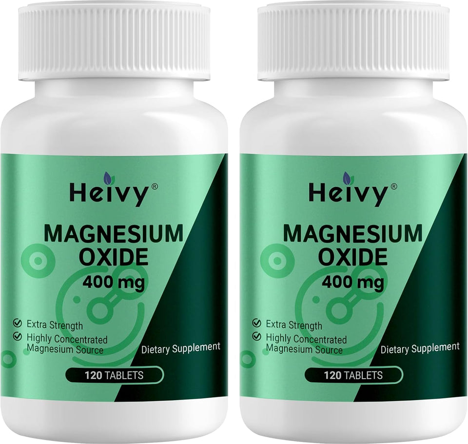 Heivy Magnesium Oxide 400 mg – Muscle Recovery & Relaxation Support | 240 Tablets