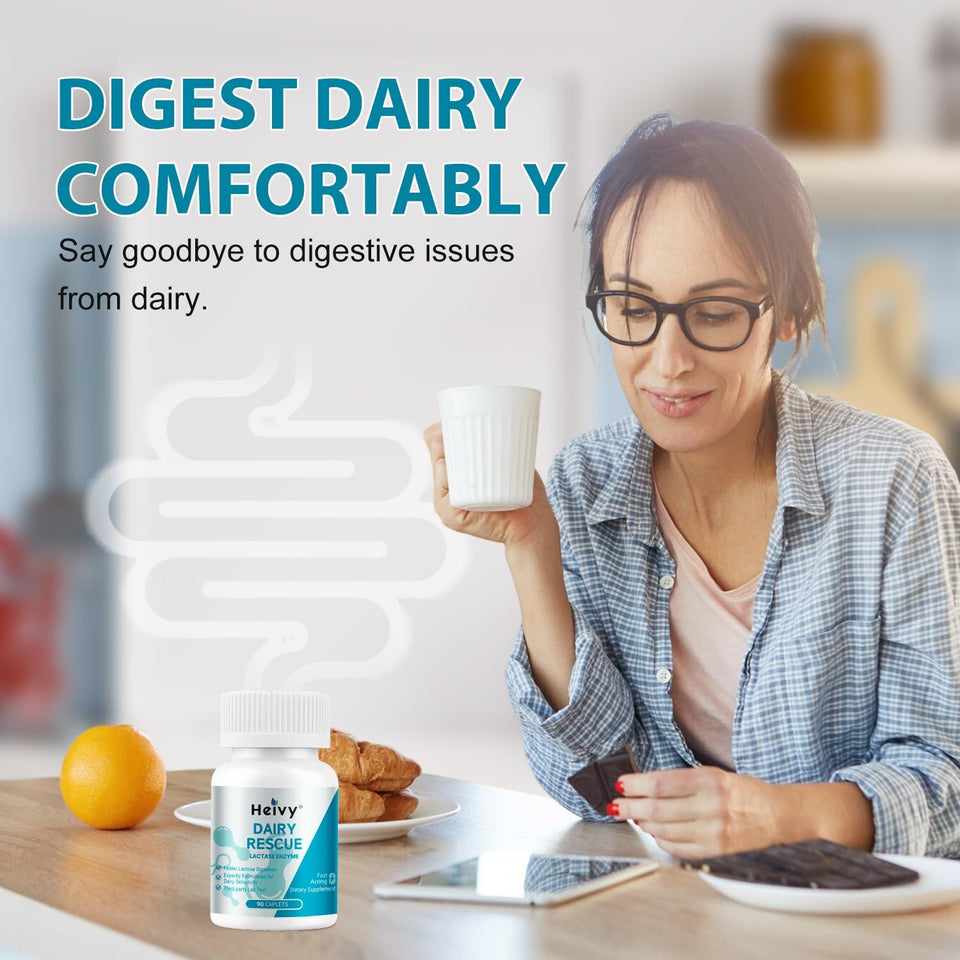 Heivy Fast Acting Dairy Rescue – Lactase Enzyme 9000 FCC, 90 ct