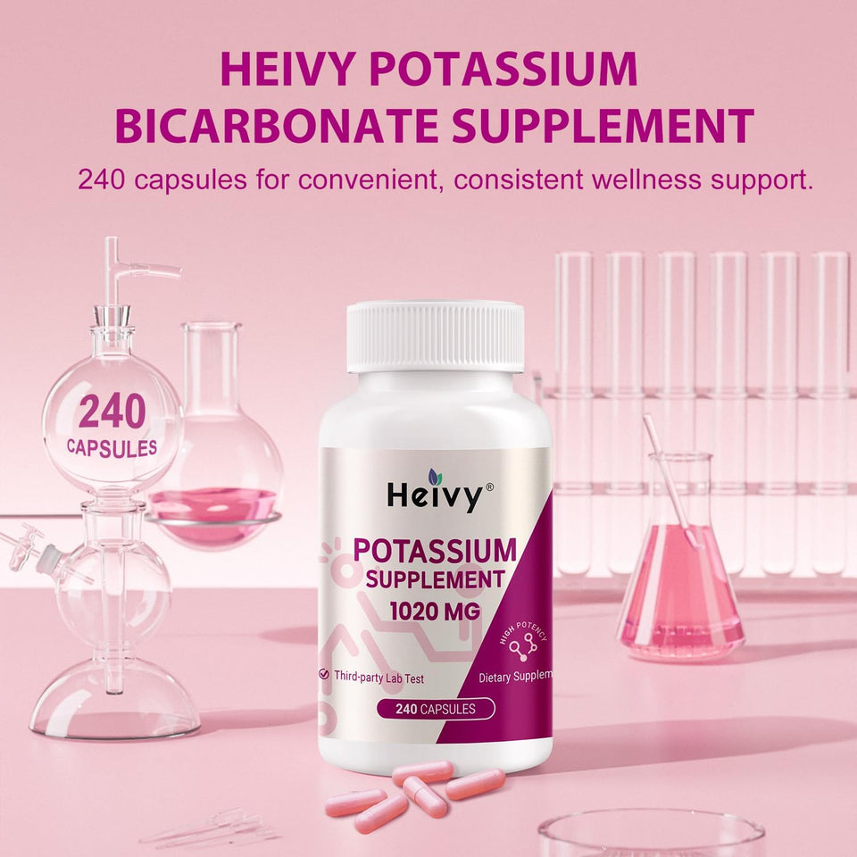 Heivy Potassium 1020 mg – Electrolyte & Heart Support | 240 Veg Capsules
