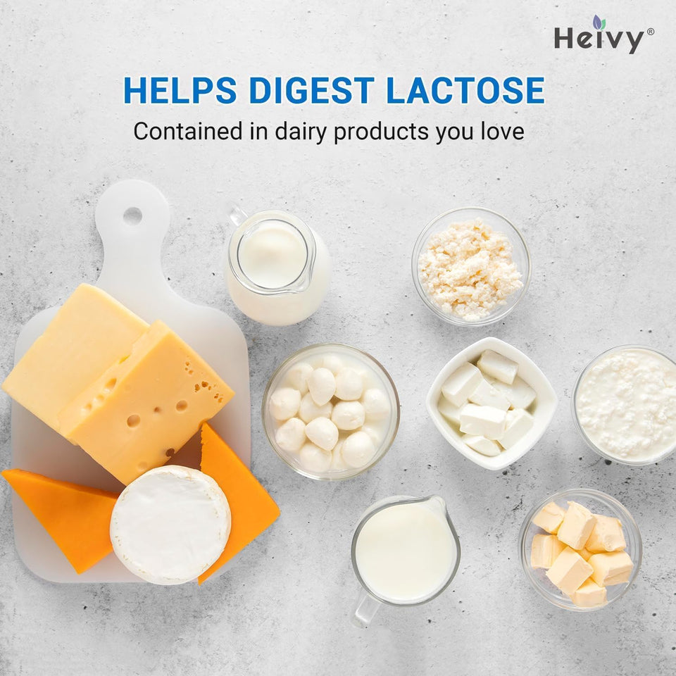 Heivy Lactase Enzyme 9000 FCC, 240 Tablets | 1 Per Serving, Made in USA GMP Certified Facility, Allergen Free, Digestive Support for Lactose Intolerance