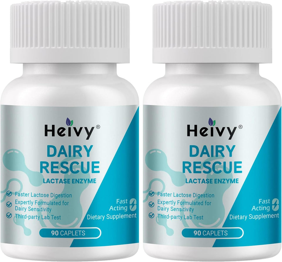Heivy Fast Acting Dairy Rescue – Lactase Enzyme 9000 FCC, 90 ct
