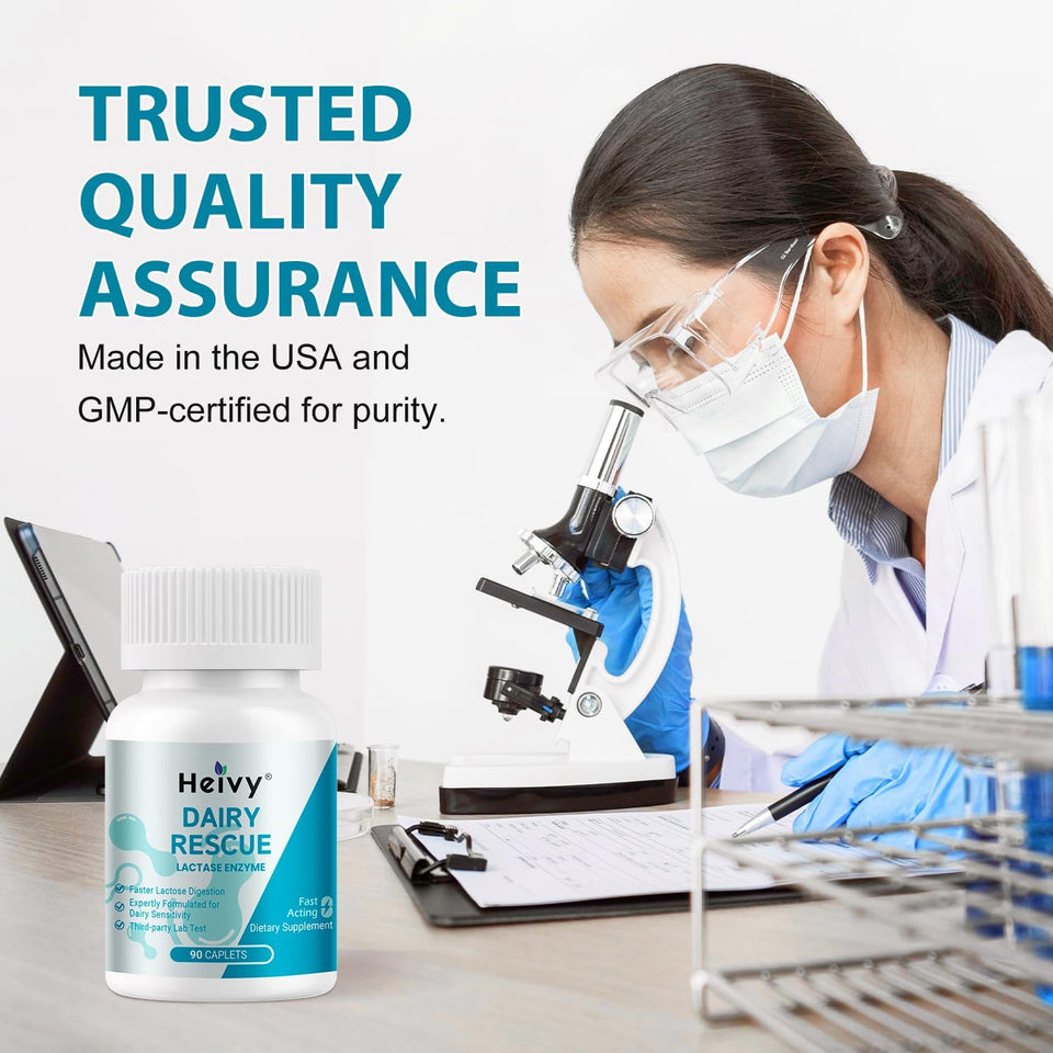 Heivy Fast Acting Dairy Rescue – Lactase Enzyme 9000 FCC, 90 ct