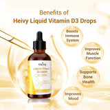 Heivy Liquid Vitamin D3 Drops 4000 IU – Pineapple Flavor | Bone & Immune Support | 2 fl oz (Pack of 2)