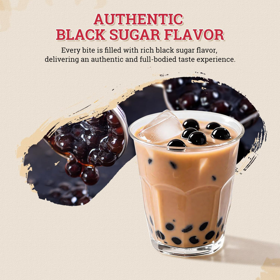 52usa Boba Tapioca Pearl, Black Sugar Flavor, Ready in 5 Minutes, 8.8 Oz.