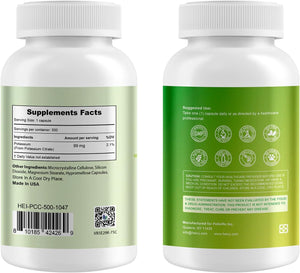 Heivy Potassium Citrate 99mg – 500 Capsules | Potassium Supplement for Electrolyte Support | Vegan, Gluten-Free| Lab Tested | Made in USA