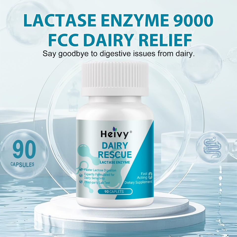 Heivy Fast Acting Dairy Rescue – Lactase Enzyme 9000 FCC, 90 ct