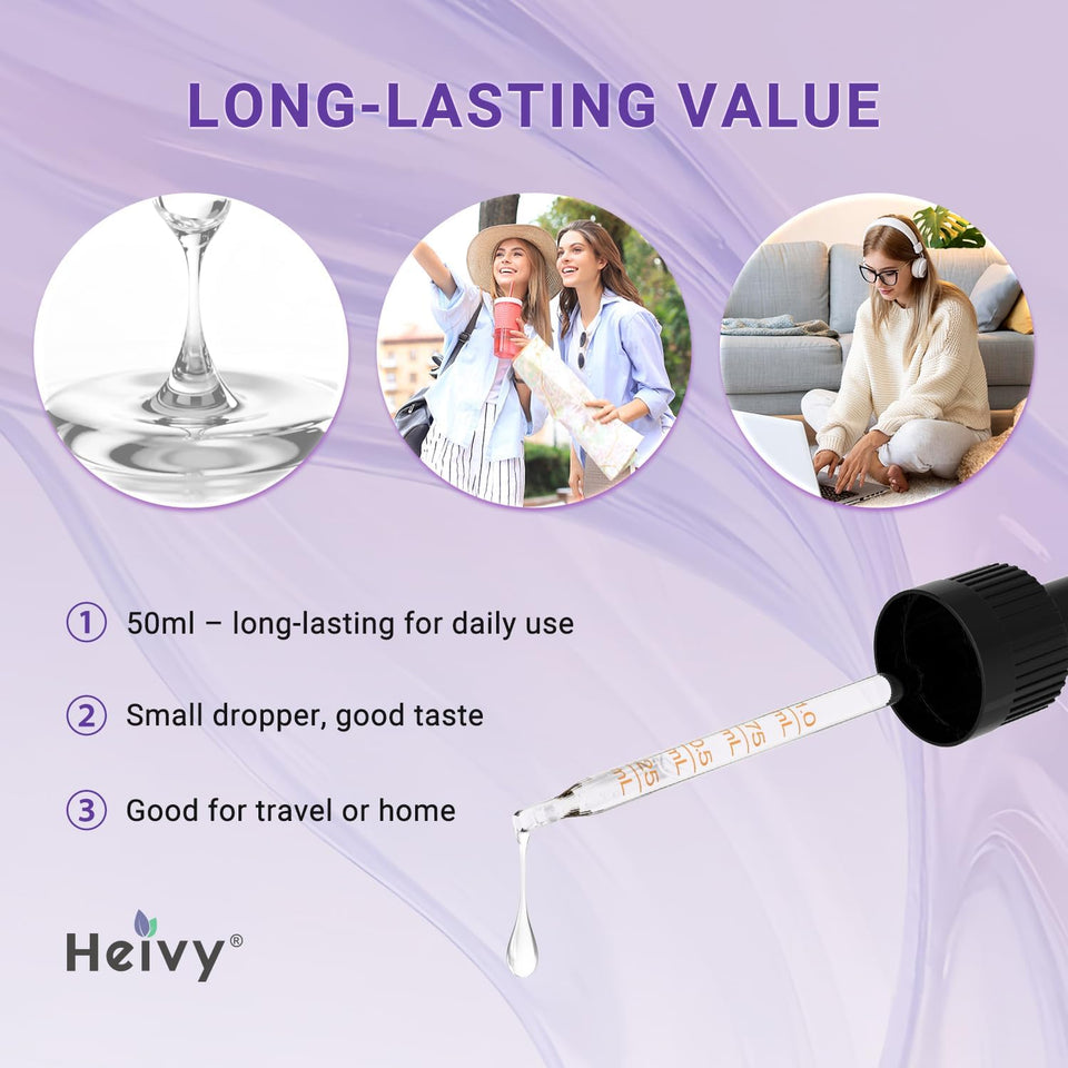 Heivy High Potency Biotin & Collagen 70,000 mcg Liquid Drops for Women, Hair Growth Support, Strong Skin Nails - Made in USA - 50mL