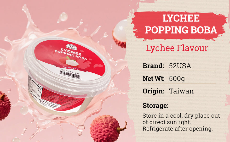 52USA Summer Burst Boba Trio: Lychee Popping Boba 500g (2 Pack) + Mango Popping Boba 500g (1 Pack) – 3-Pack Cool-Down Drink Topper