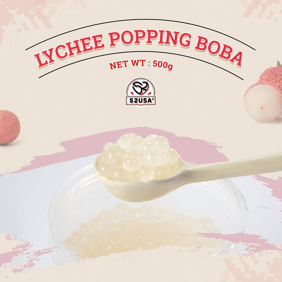 52USA Summer Burst Boba Trio: Lychee Popping Boba 500g (2 Pack) + Mango Popping Boba 500g (1 Pack) – 3-Pack Cool-Down Drink Topper