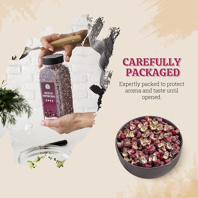 52USA Sichuan Peppercorns, Szechuan Peppercorns 8oz Bottle –Authentic Whole Red Sichuan Pepper, Strong Flavor with Tingly Numbness, Essential Spice for Mapo Tofu, Kung Pao Chicken, Asian Cuisine