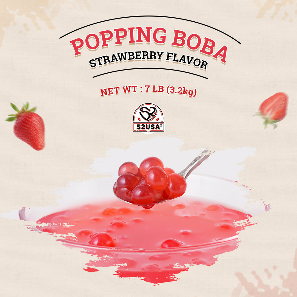 52USA Popping Boba 4 Flavor Set: Passion Fruit, Strawberry, Mango & Lychee – The Most Popular Fruit Flavors, Bursting Boba for Bubble Tea & Summer Drinks