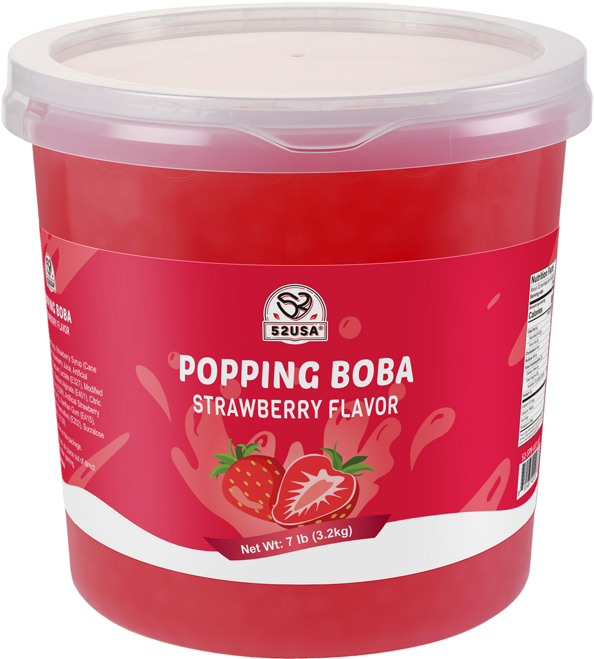 52USA Strawberry Popping Boba Peals 7.05 Pounds, Bursting Boba Pearls for Bubble Tea, Beverages, Ice Cream, Shakes, Yogurt, Desserts, Smoothies & Drinks Toppings