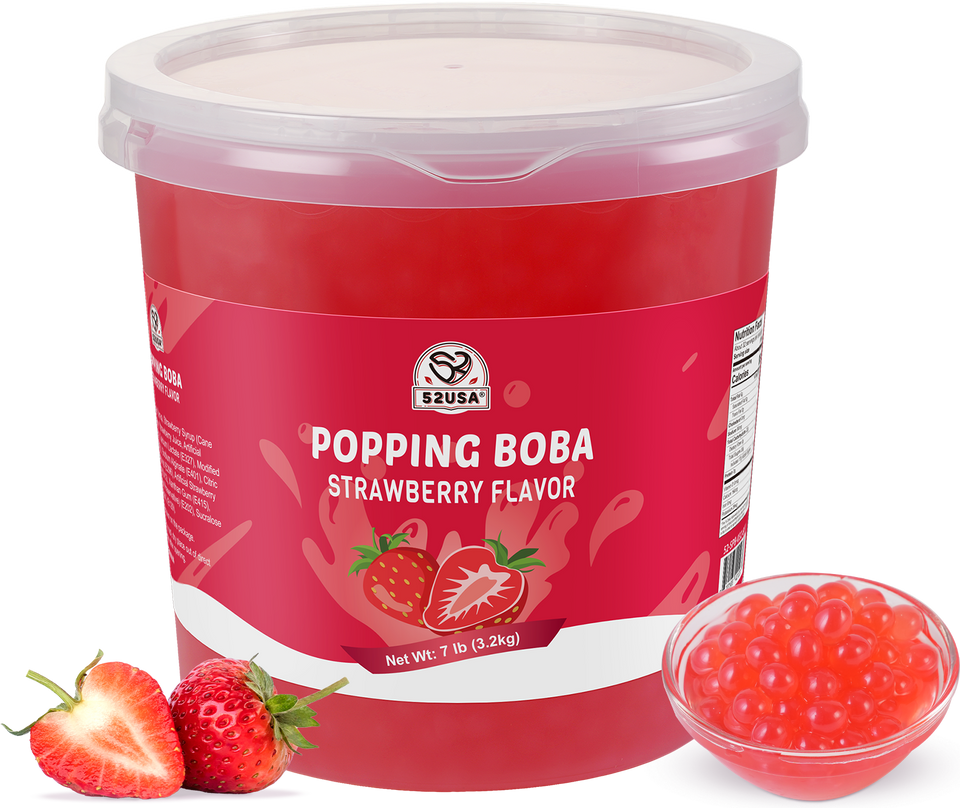 52USA Popping Boba Variety Pack, Bursting Boba Pearls for Bubble Tea, Beverages, Ice Cream (Strawberry 7 LB + Lychee 1.1 LB)