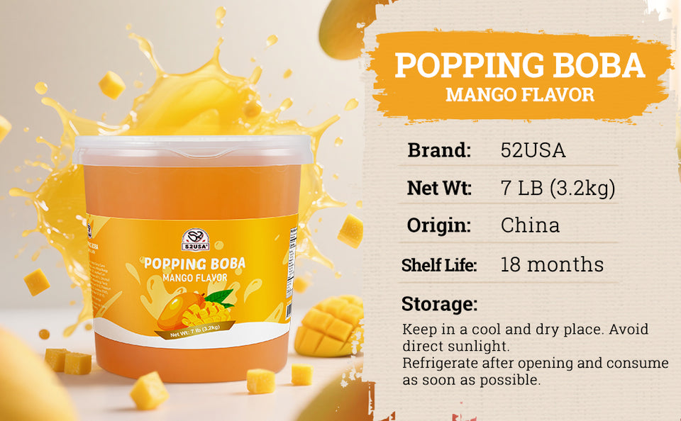 52USA Popping Boba Duo: Passion Fruit + Mango 3.2kg Each – Tropical Bursting Pearls for Bubble Tea & Summer Drinks