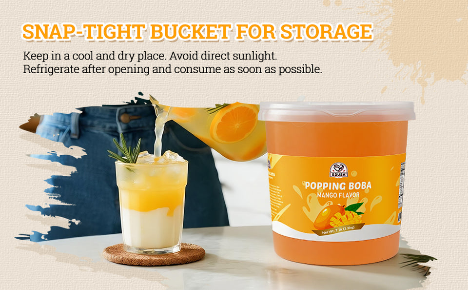 52USA Popping Boba Duo: Passion Fruit + Mango 3.2kg Each – Tropical Bursting Pearls for Bubble Tea & Summer Drinks